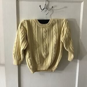 Talbots Kids 100% cotton Butter Yellow Cable Knit Sweater XS